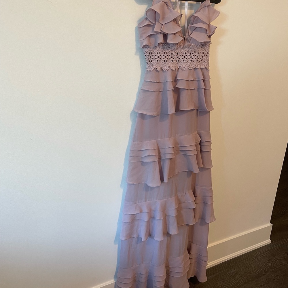 Elegant Lavender Ruffled Maxi Dress